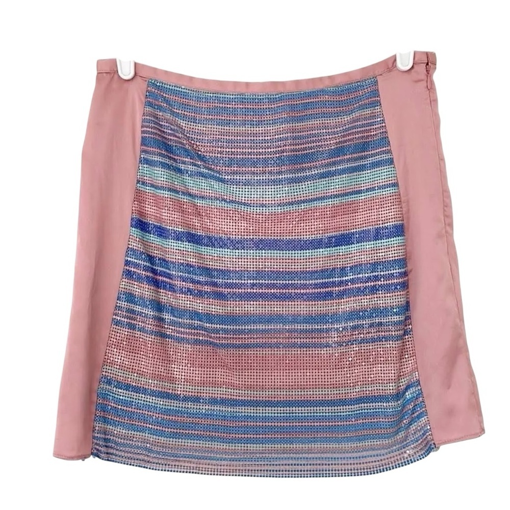 NWT Ramy Brook Exclusive Kate Pink & Blue Striped Skirt 4 - Picture 2 of 10